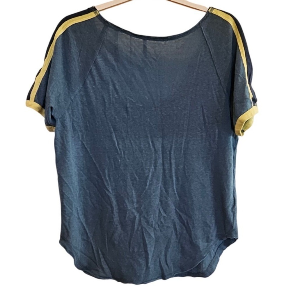We The Free Navy Short Sleeve Tee with Yellow Trim
